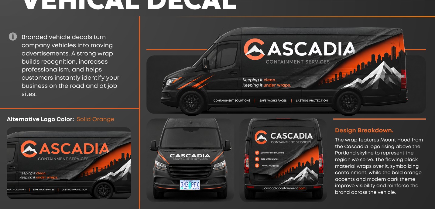 Cascadia vehicle wrap proposal page